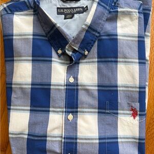 U.S. Polo Assn. Navy and White Checkered Men's Shirt